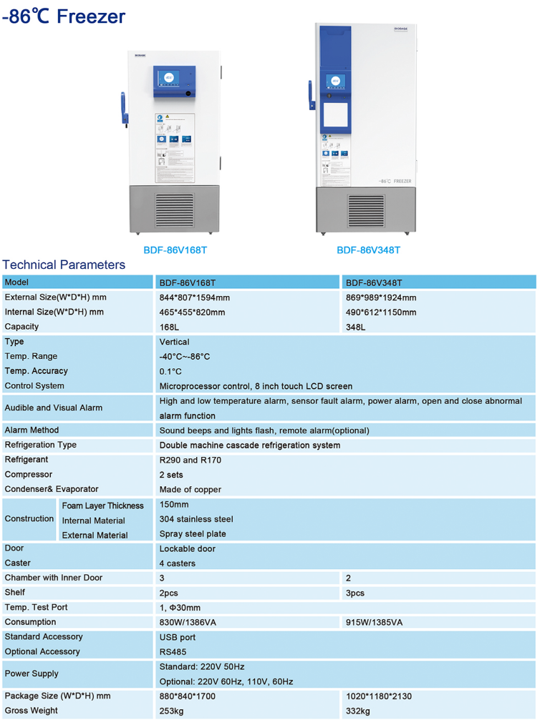 Vertical Minus 86 c ultra Low Temperature Freezer