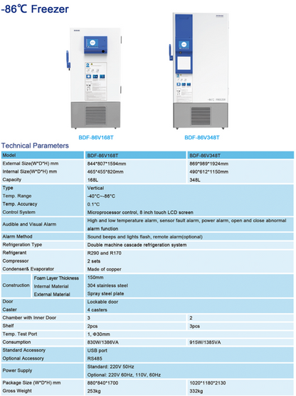 Vertical Minus 86 c ultra Low Temperature Freezer